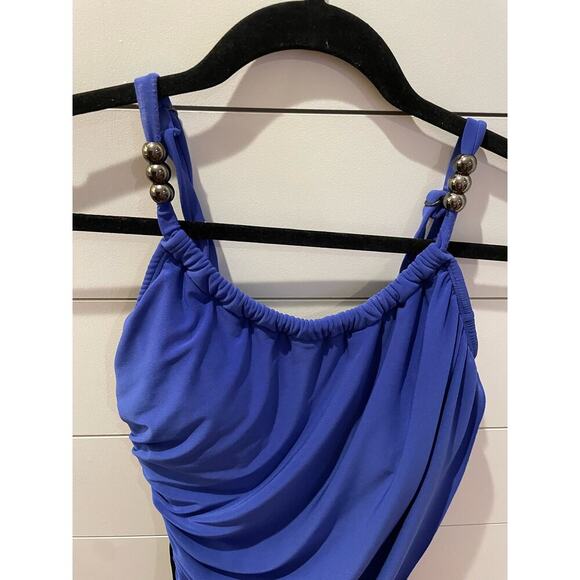 Venus Cobalt Slimming Draped Ruched Side One piece size 10 - Picture 4 of 8